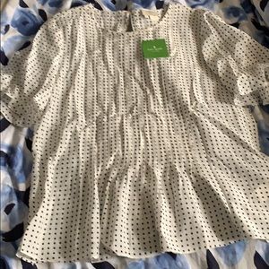Kate spade silk black and white polka dot blouse M